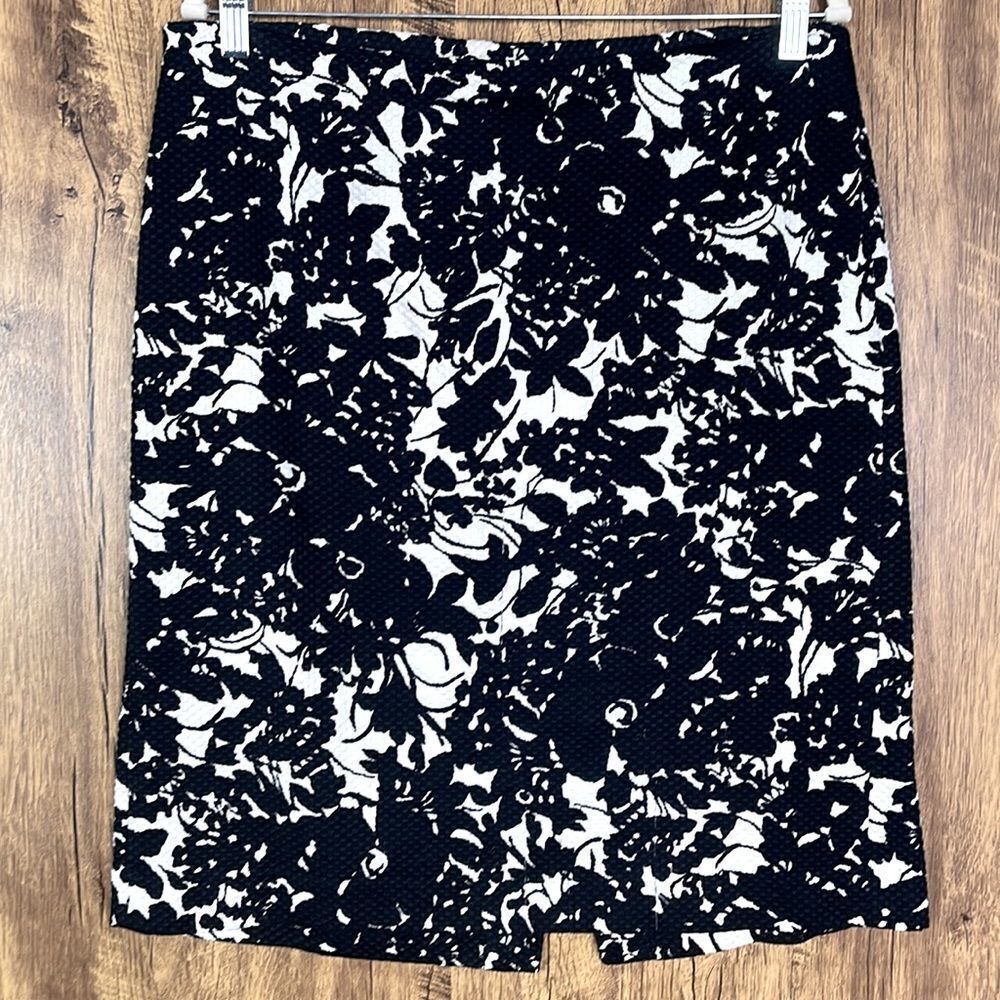 Talbots Floral Print, Black and Cream, Size 14